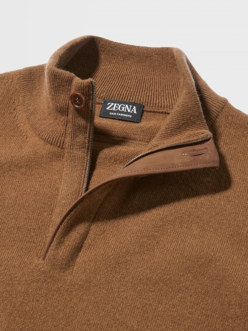 Zegna Oasi Cashmere Zip Mock Neck Sweater | DUSXQJN-83