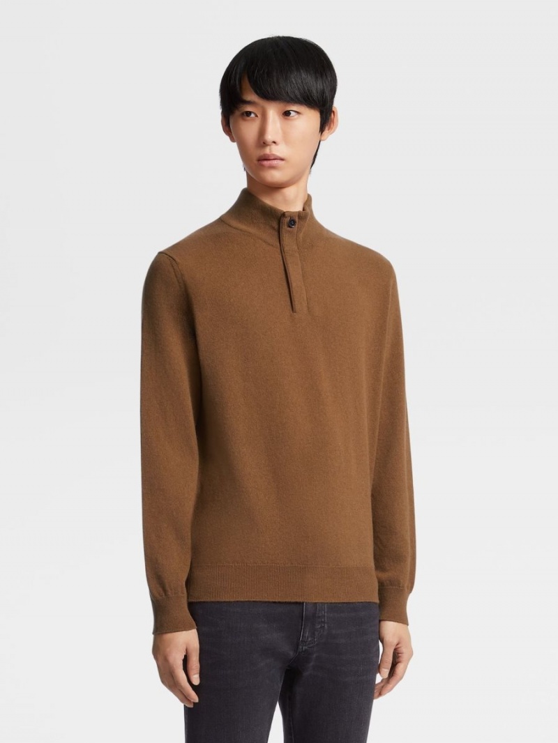 Zegna Oasi Cashmere Zip Mock Neck Sweater | DUSXQJN-83